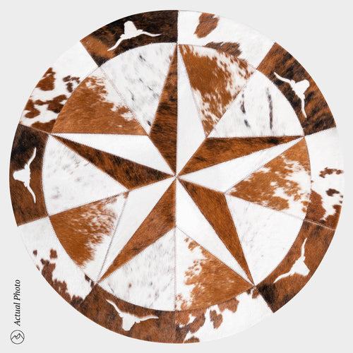 Texas Cowhide Star Round Rug Size 40 Inches S-82