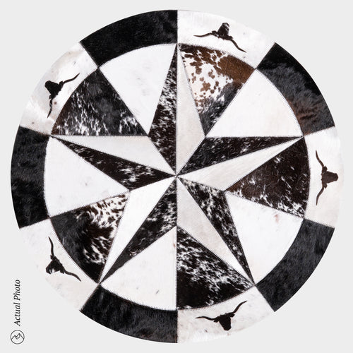 Texas Cowhide Star Round Rug Size 40 Inches S-83