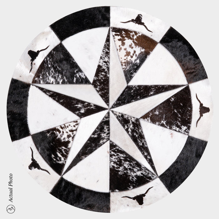 Texas Cowhide Star Round Rug Size 40 Inches S-83
