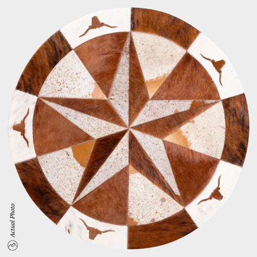Texas Cowhide Star Round Rug Size 40 Inches S-84