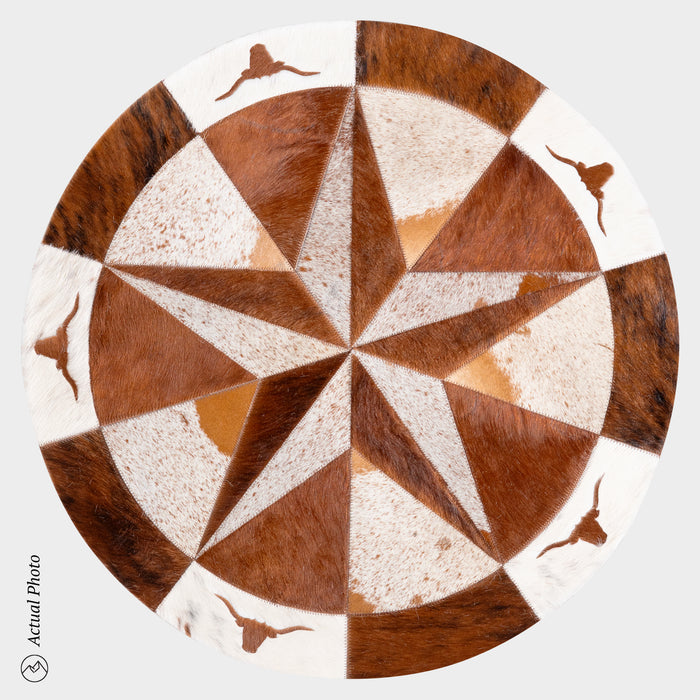 Texas Cowhide Star Round Rug Size 40 Inches S-84