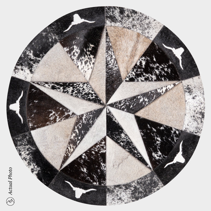 Texas Cowhide Star Round Rug Size 40 Inches S-86