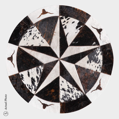 Texas Cowhide Star Round Rug Size 40 Inches S-90