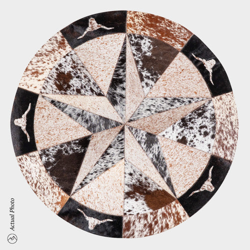 Texas Cowhide Star Round Rug Size 40 Inches S-91