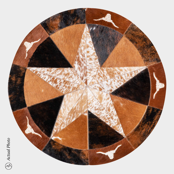 Texas Cowhide Star Round Rug Size 40 Inches S-92