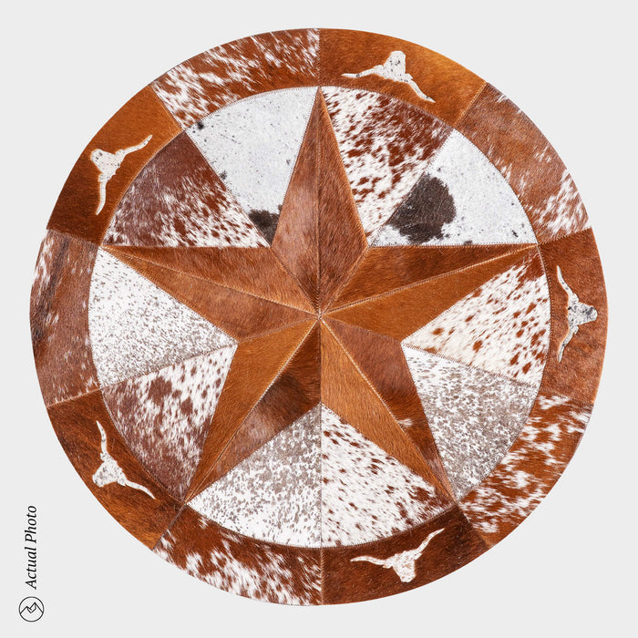 Texas Cowhide Star Round Rug Size 40 Inches S-93