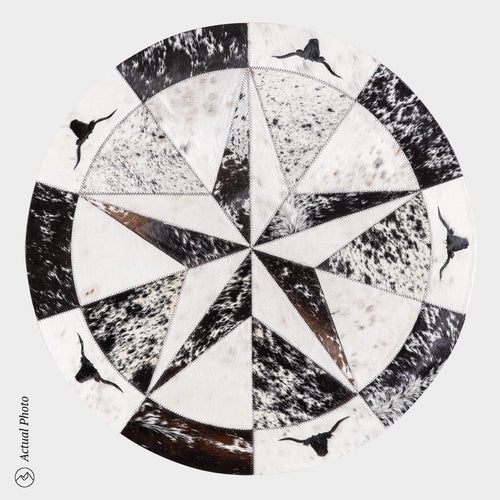 Texas Cowhide Star Round Rug Size 40 Inches S-94