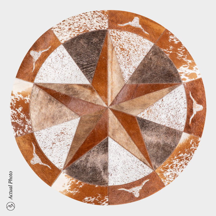 Texas Cowhide Star Round Rug Size 40 Inches S-95