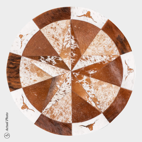 Texas Cowhide Star Round Rug Size 40 Inches S-96