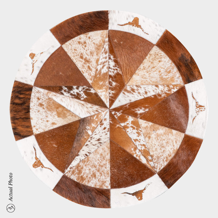 Texas Cowhide Star Round Rug Size 40 Inches S-96
