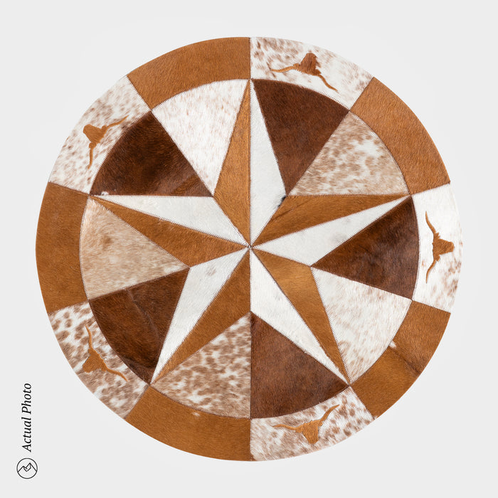 Texas Cowhide Star Round Rug Size 40 Inches S-005