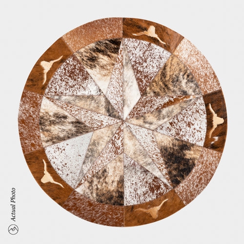 Texas Cowhide Star Round Rug Size 40 Inches S-007