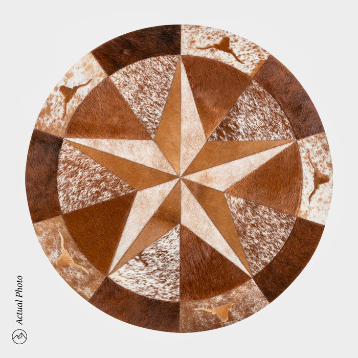 Texas Cowhide Star Round Rug Size 40 Inches S-011