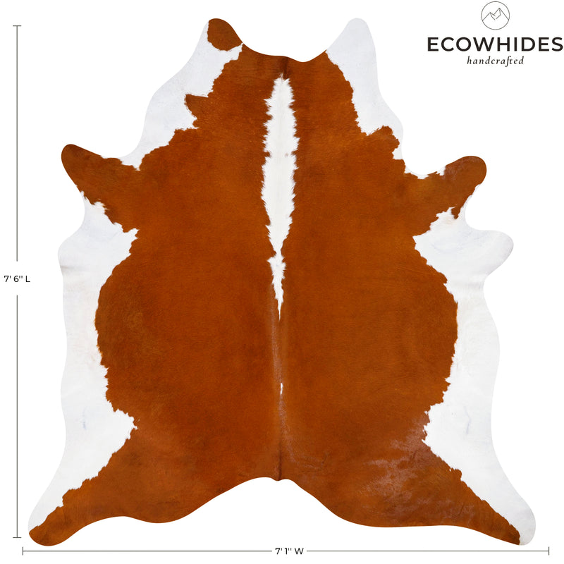 Brazilian Hereford Cowhide Rug Size 7'6" L x 7'1" W 7554