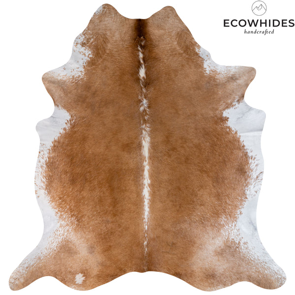 Brazilian Beige and White Cowhide Rug Size 7'7" L x 7'1" W 7047