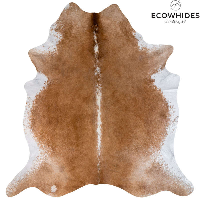 Brazilian Beige and White Cowhide Rug Size 7'7" L x 7'1" W 7047