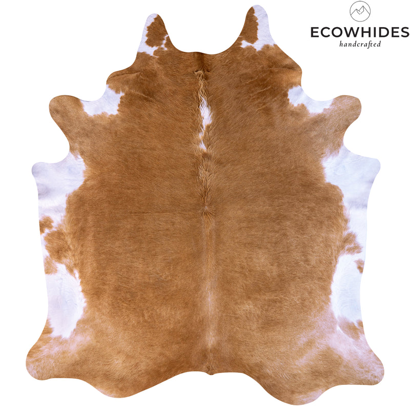 Brazilian Beige and White Cowhide Rug Size 7'11" L x 6'11" W 7049