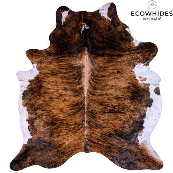 Brazilian Brindle White Belly Cowhide Rug Size 7'6" L x 6'3" W 7078