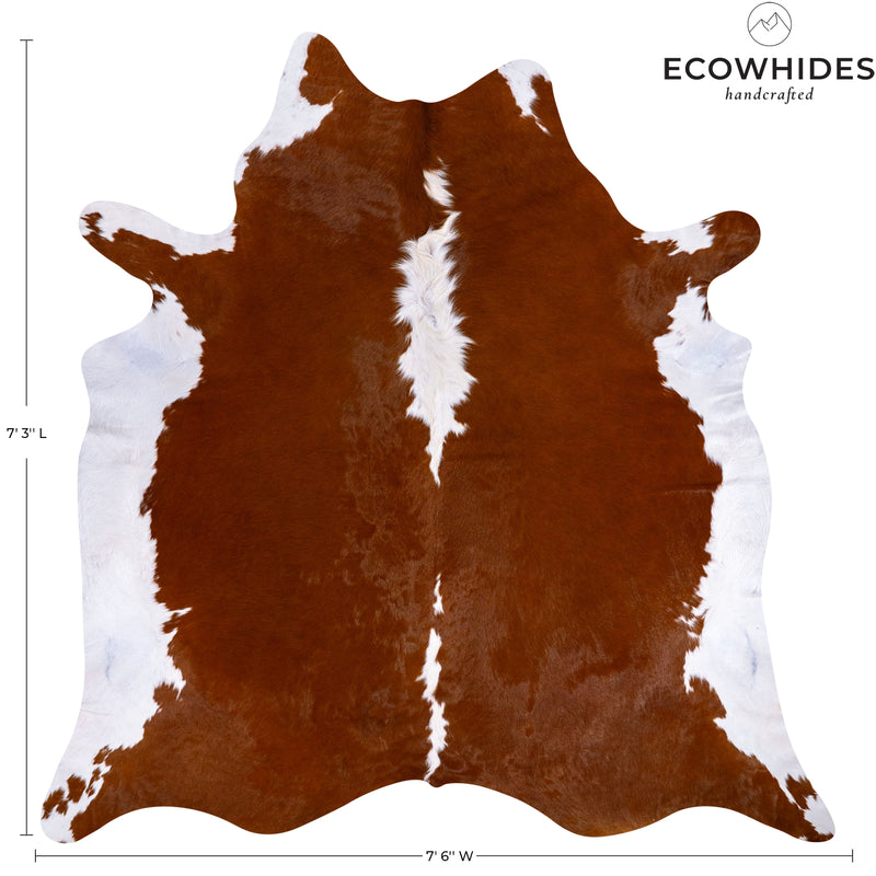 Brazilian Hereford Cowhide Rug Size 7'3" L x 7'6" W 7521