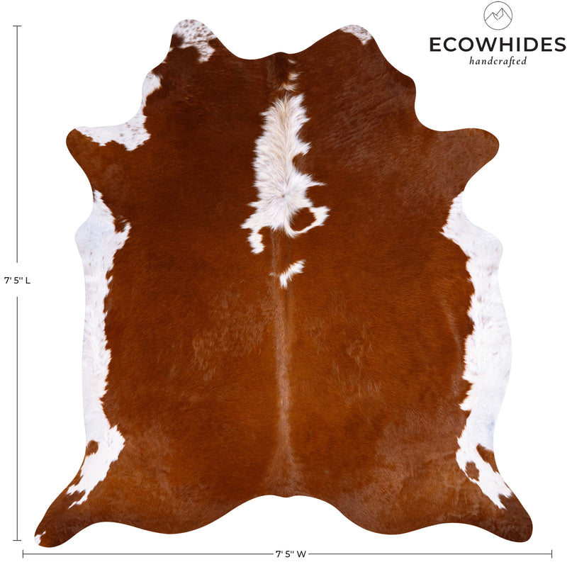 Brazilian Hereford Cowhide Rug Size 7'5" L x 7'5" W 7532