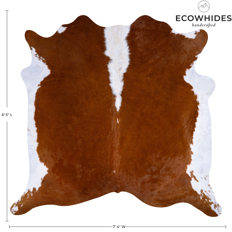 Brazilian Hereford Cowhide Rug Size 6'5" L x 7'4" W 7533