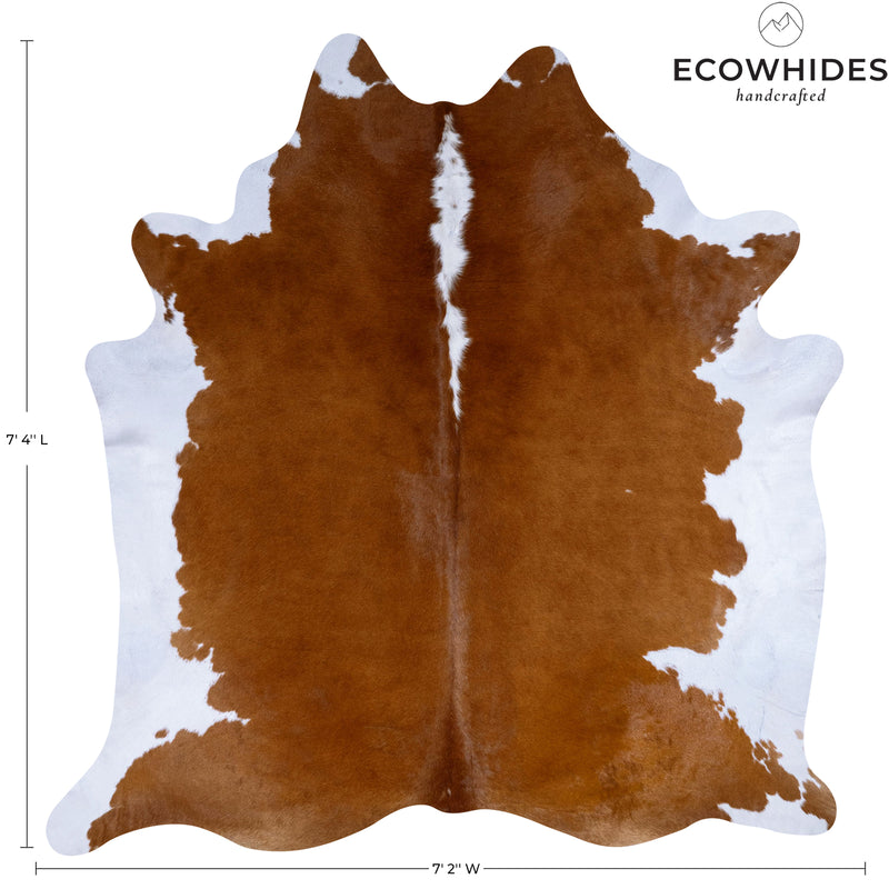 Brazilian Hereford Cowhide Rug Size 7'4" L x 7'2" W 7541