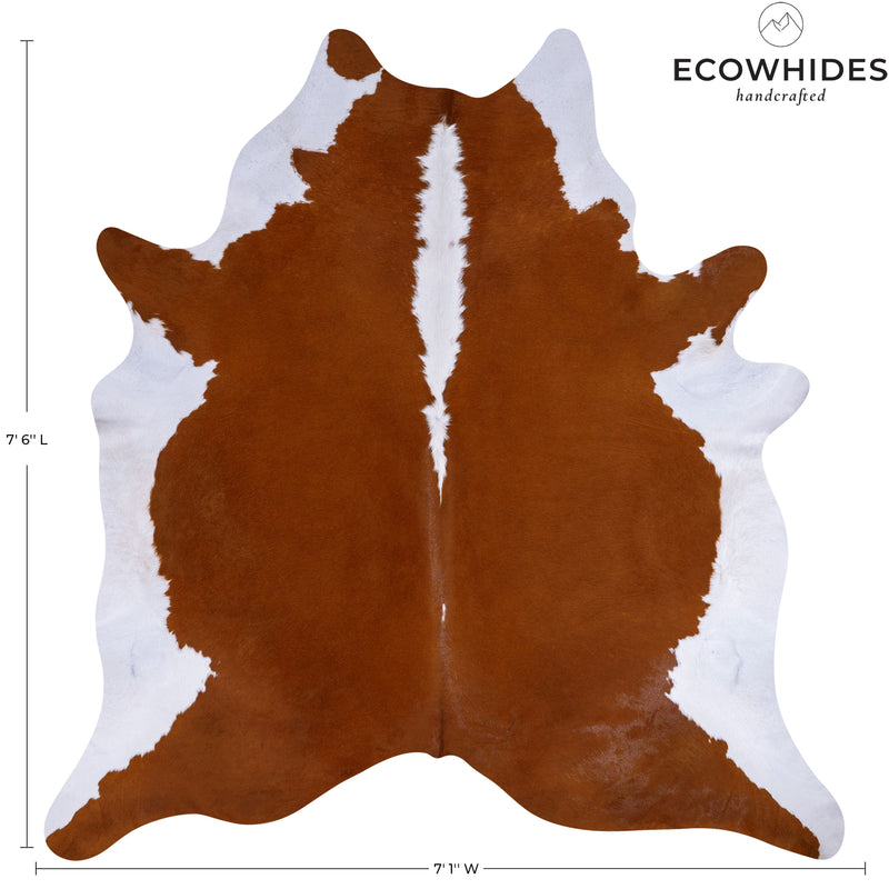 Brazilian Hereford Cowhide Rug Size 7'6" L x 7'1" W 7554