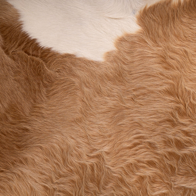 Brazilian Beige and White Cowhide Rug Size 7'1" L x 7'7" W 7055