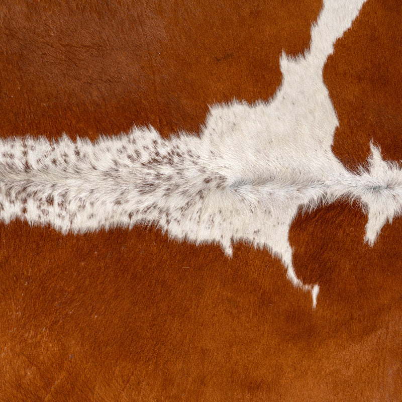 Brazilian Brown and White Cowhide Rug Size 7'5" L x 6'7" W 7591