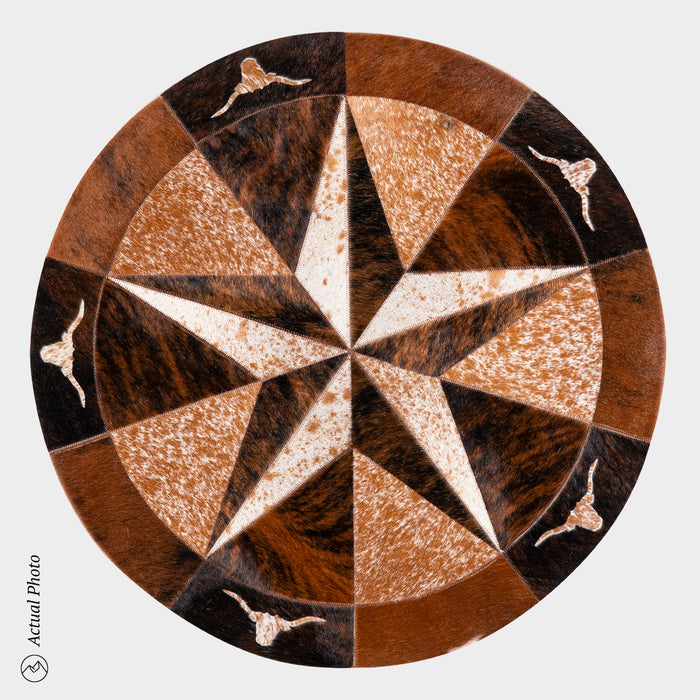 Texas Cowhide Star Round Rug Size 40 Inches S-72