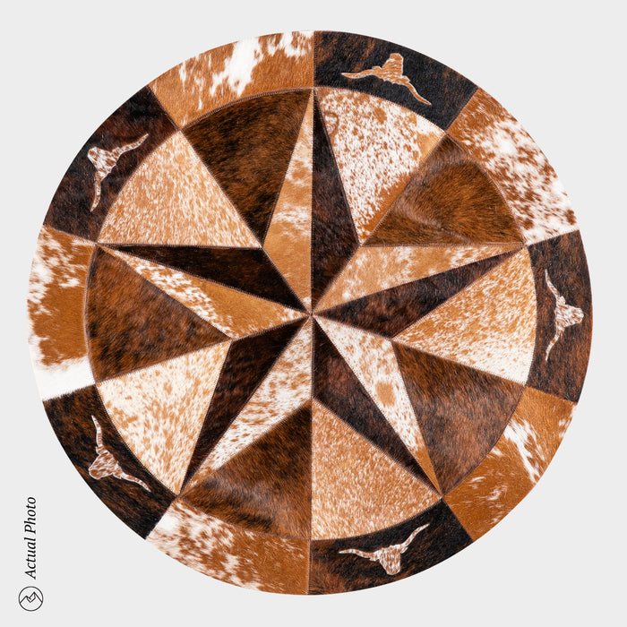 Texas Cowhide Star Round Rug Size 40 Inches S-70