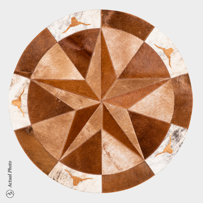 Texas Cowhide Star Round Rug Size 40 Inches S-69
