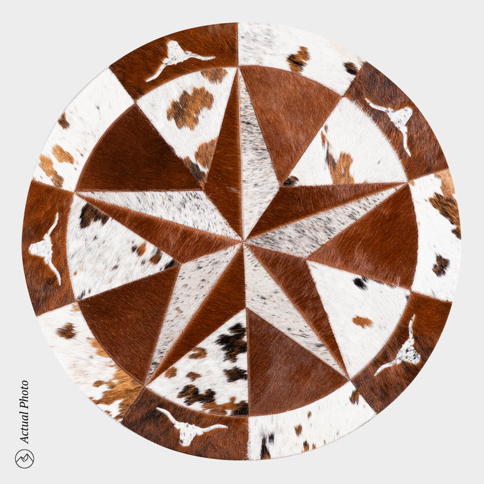 Texas Cowhide Star Round Rug Size 40 Inches S-68