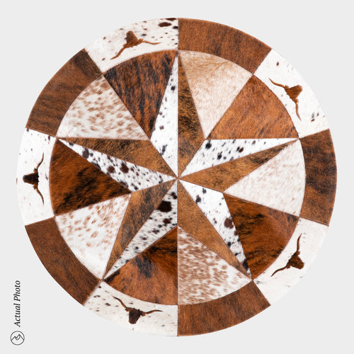 Texas Cowhide Star Round Rug Size 40 Inches S-66