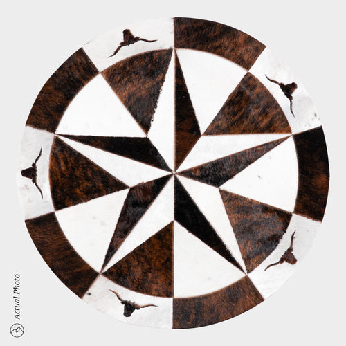 Texas Cowhide Star Round Rug Size 40 Inches S-61