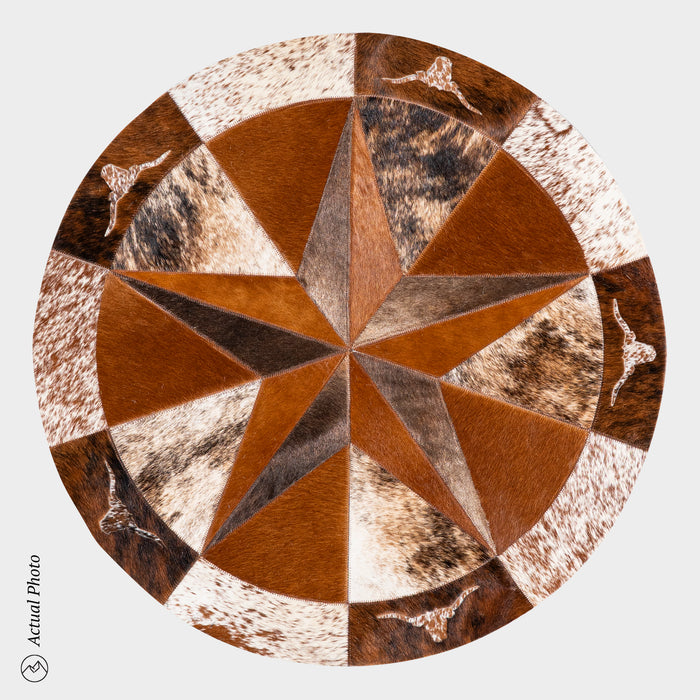 Texas Cowhide Star Round Rug Size 40 Inches S-60