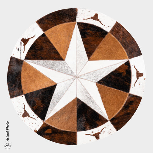 Texas Cowhide Star Round Rug Size 40 Inches S-57