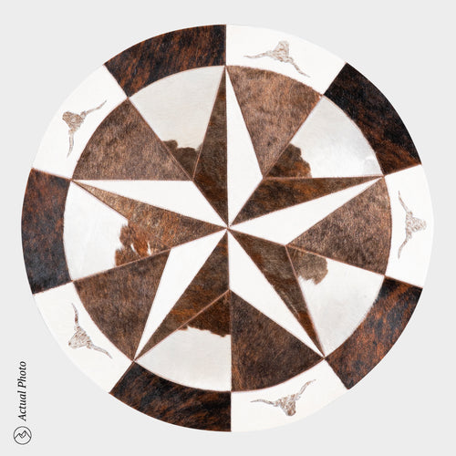 Texas Cowhide Star Round Rug Size 40 Inches S-55