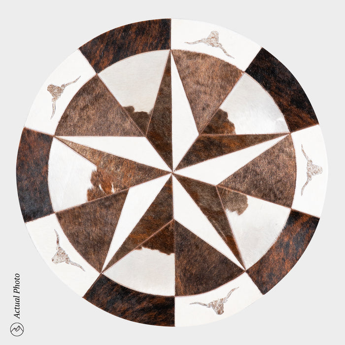 Texas Cowhide Star Round Rug Size 40 Inches S-55