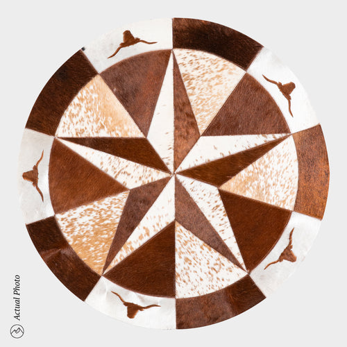 Texas Cowhide Star Round Rug Size 40 Inches S-53