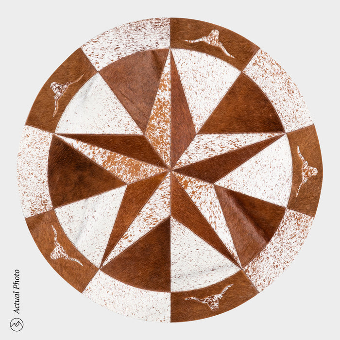 Texas Cowhide Star Round Rug Size 40 Inches S-52