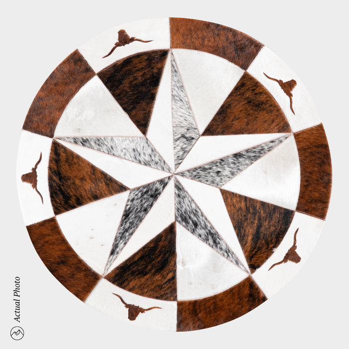 Texas Cowhide Star Round Rug Size 40 Inches S-50