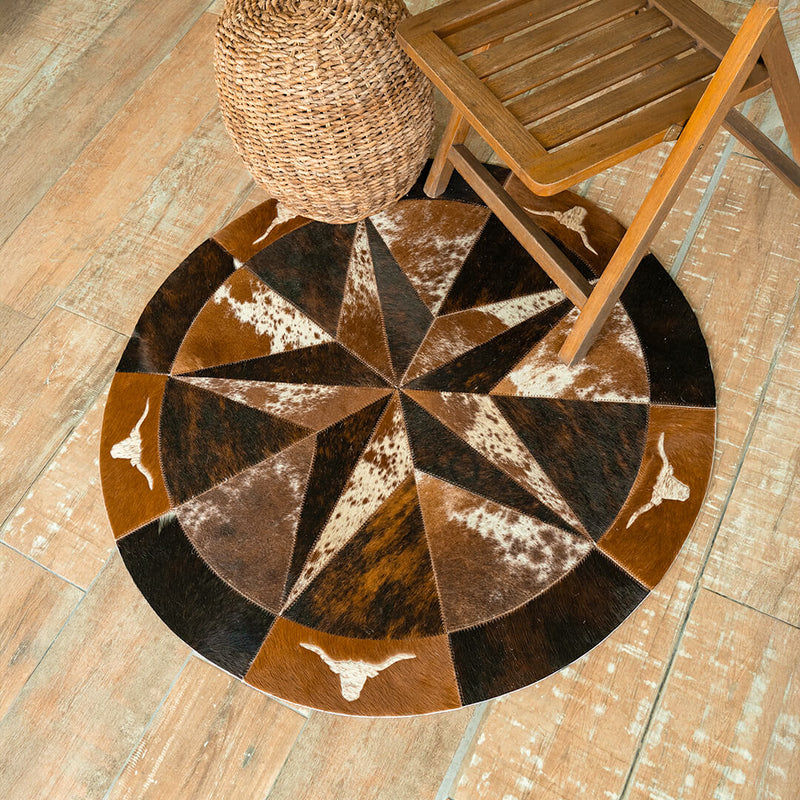 Texas Cowhide Star Round Rug Size 40 Inches S-11