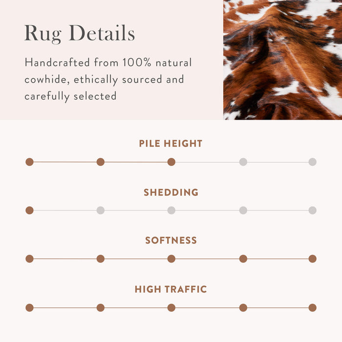 Tricolor Brindle Mix Cowhide Rug Size 7'9" L x 7'2" W 6549