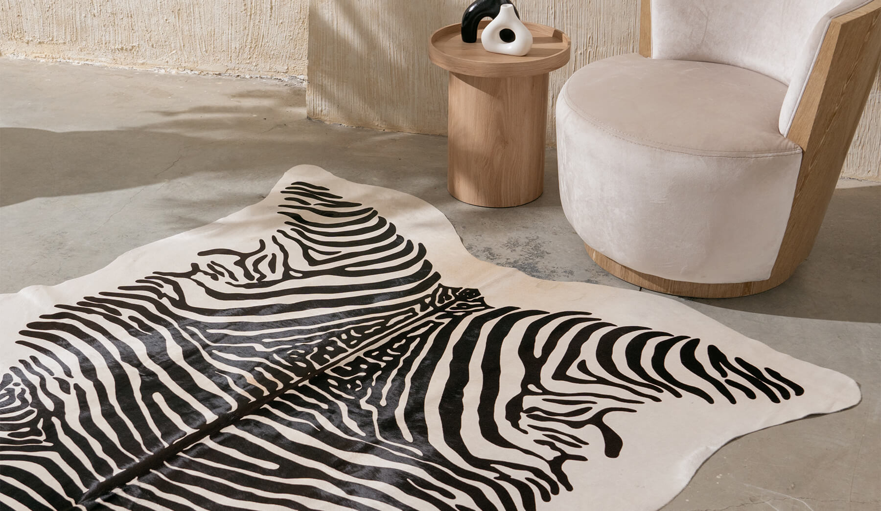 Zebra cowhide rug collection