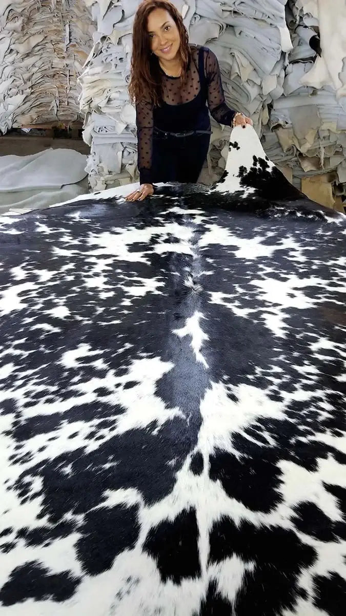 Salt And Pepper Black Brazilian Cowhide Rug, Natural Suede Leather | eCowhides