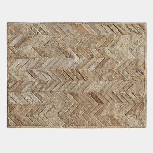 Beige CHEVRON Cowhide Rug