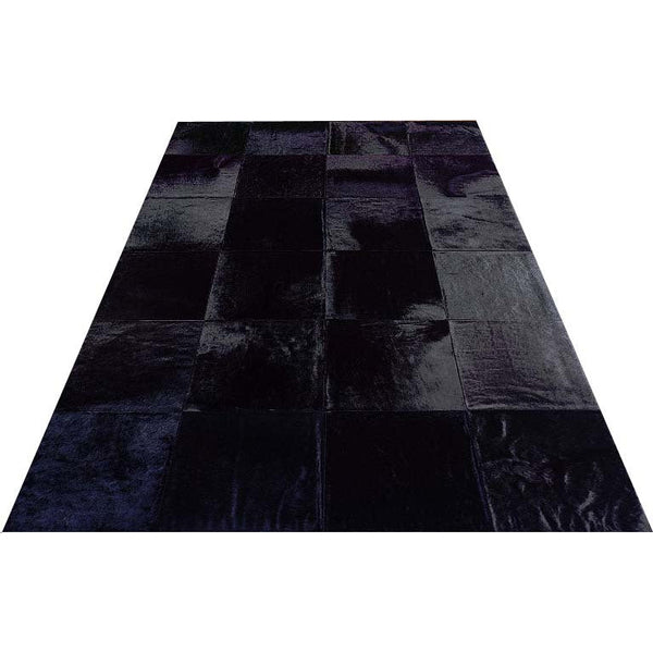 Rhodes Black Cowhide Rug , Natural Suede Leather | eCowhides