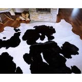 Black And White Brazilian Cowhide Rug, Natural Suede Leather | eCowhides