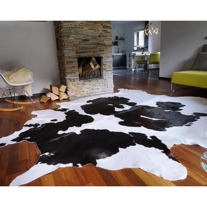 Black And White Brazilian Cowhide Rug, Natural Suede Leather | eCowhides
